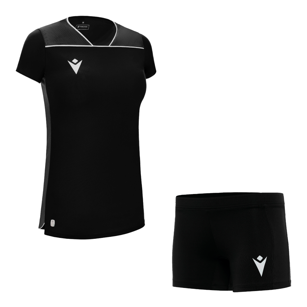 Волейбольна форма жіноча Macron STEEL ECO/KRYPTON EVO HERO Чорний/Темно-сірий/Білий