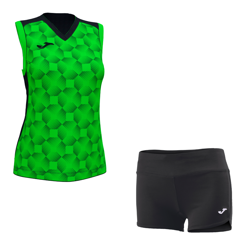 Волейбольная форма женская Joma SUPERNOVA III/STELLA II Черный/Светло-зеленый